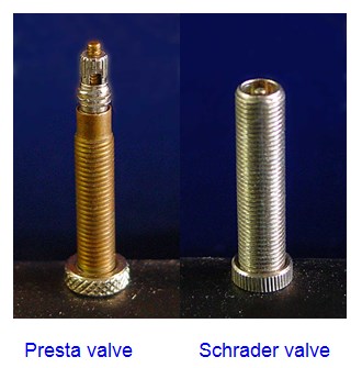 Schrader valve and Presta valve